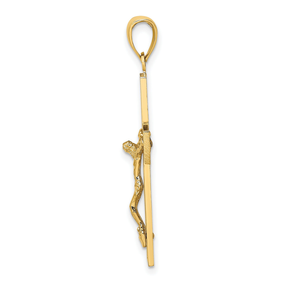 10k Yellow Gold Crucifix Cross Pendant with Textured Jesus Design Religious Charm