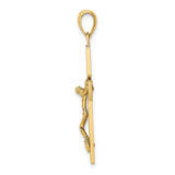 10k Yellow Gold Crucifix Cross Pendant with Textured Jesus Design Religious Charm