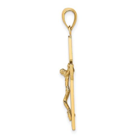 10k Yellow Gold Crucifix Cross Pendant with Textured Jesus Design Religious Charm