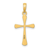 10k Yellow Gold Cross Pendant with Polished Beveled Tip Design for Men and Women