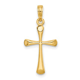 10k Yellow Gold Cross Pendant with Polished Beveled Tip Design for Men and Women