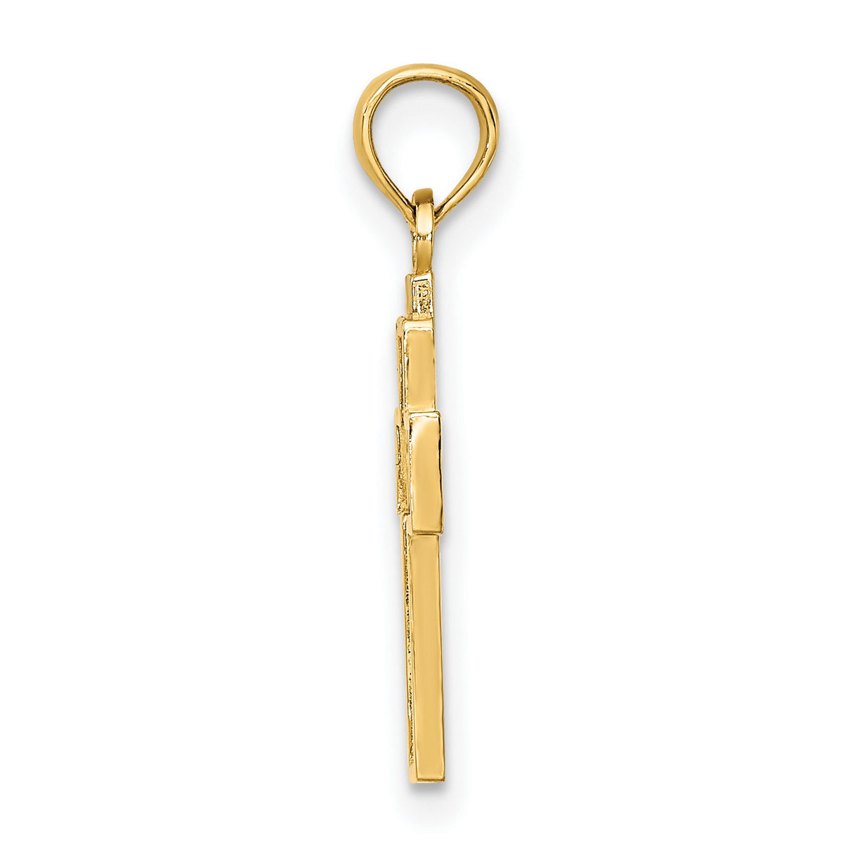 10k Yellow Gold Cross Pendant with Openwork Hearts and Milgrain Detail