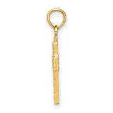 10k Yellow Gold Cross Pendant with Openwork Hearts and Milgrain Detail