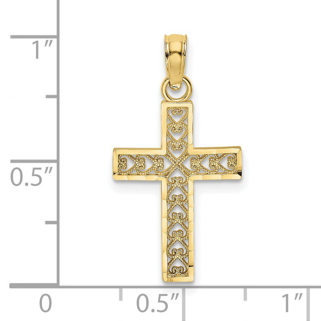 Filigree Cross Charm Pendant in Real 10k Yellow Gold