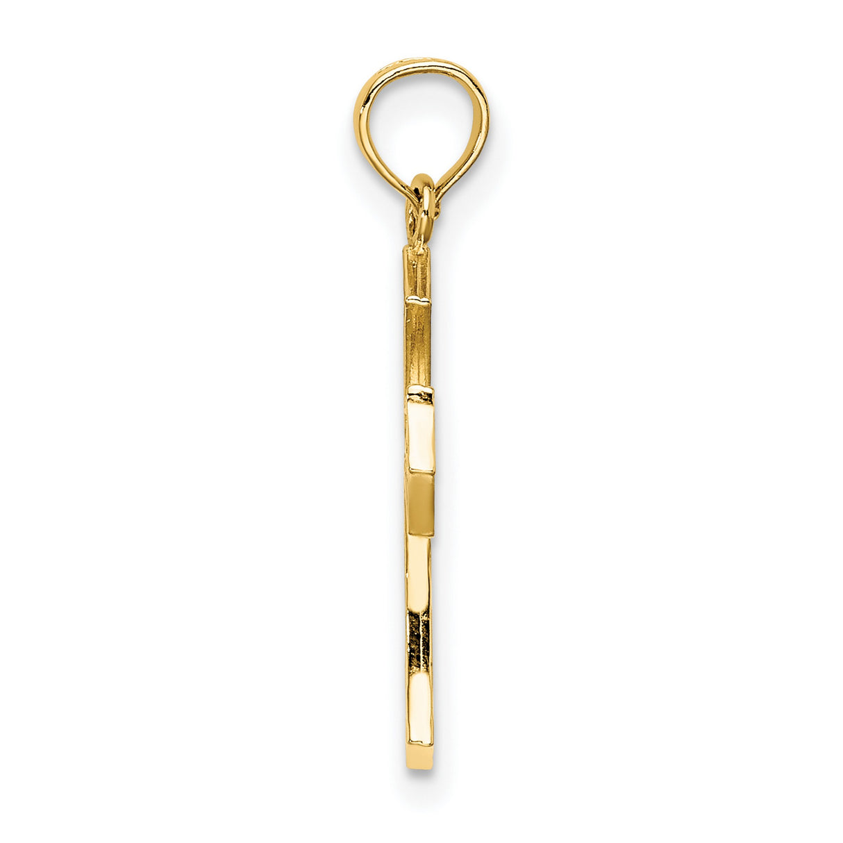 10k Yellow Gold Cross Pendant with Textured Filigree, Cutout Center, and Scrollwork Accents