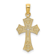 10k Yellow Gold Cross Pendant with Textured Filigree, Cutout Center, and Scrollwork Accents