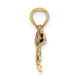 10k Yellow Gold Butterfly Pendant with Pink and Black Enamel Wings, Feminine Nature Design