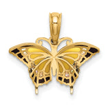 10k Yellow Gold Butterfly Pendant with Black and Yellow Enamel Wings, Nature-Inspired Charm
