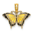 10k Yellow Gold Butterfly Pendant with Black and Yellow Enamel Wings, Nature-Inspired Charm