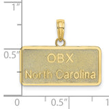10k Yellow Gold OBX North Carolina Pendant, Rectangular Outer Banks Travel Charm