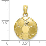 10k Yellow Gold Soccer Ball Pendant with Hexagon and Pentagon Pattern, Unisex Sports Charm
