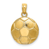 10k Yellow Gold Soccer Ball Pendant with Hexagon and Pentagon Pattern, Unisex Sports Charm