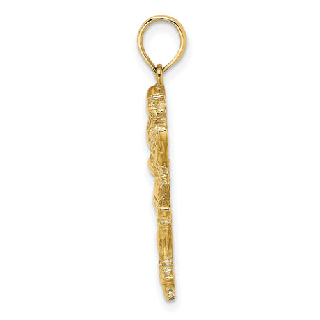 10k Yellow Gold Football Player Pendant, Detailed Athlete Sports Charm for Men or Unisex Wear