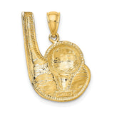 10k Yellow Gold Pendant, Golf Club Ball and Tee Sports Charm for Men or Unisex