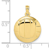 10k Yellow Gold Volleyball Pendant, Polished Round Sports Jewelry for Women or Unisex