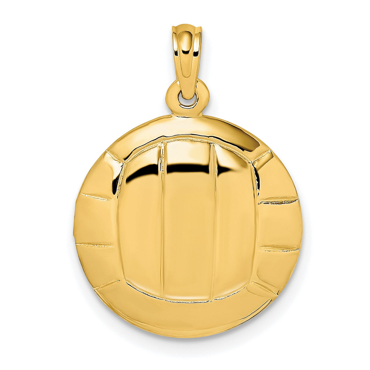 10k Yellow Gold Volleyball Pendant, Polished Round Sports Jewelry for Women or Unisex