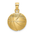 10k Yellow Gold Basketball Pendant, Textured Sports Charm with Hoop Detail, Unisex Jewelry