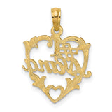 #1 NANA in Heart Charm Pendant in Real 10k Yellow Gold