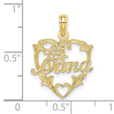 #1 NANA in Heart Charm Pendant in Real 10k Yellow Gold