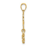 10k Yellow Gold Its a Boy Pendant with Movable Teddy Bear Charm, Baby Boy