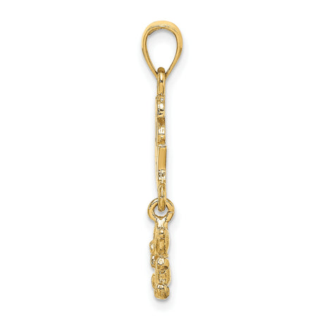10k Yellow Gold Its a Boy Pendant with Movable Teddy Bear Charm, Baby Boy