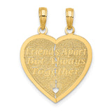 FOREVER AND EVER 2 Piece Break-A-Part Heart Charm Pendant in Real 10k Yellow Gold