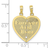 FOREVER AND EVER 2 Piece Break-A-Part Heart Charm Pendant in Real 10k Yellow Gold