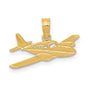 10k Yellow Gold Airplane Pendant, Aviation Charm Symbol of Travel and Adventure, Unisex
