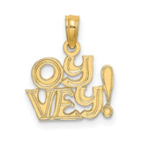 10k Yellow Gold Oy Vey Pendant, Yiddish Expression Jewish Charm for Women or Unisex Wear