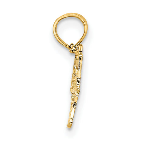 10k Yellow Gold Baseball Mom Pendant with Bat and Ball Design, Sports Theme Jewelry for Women