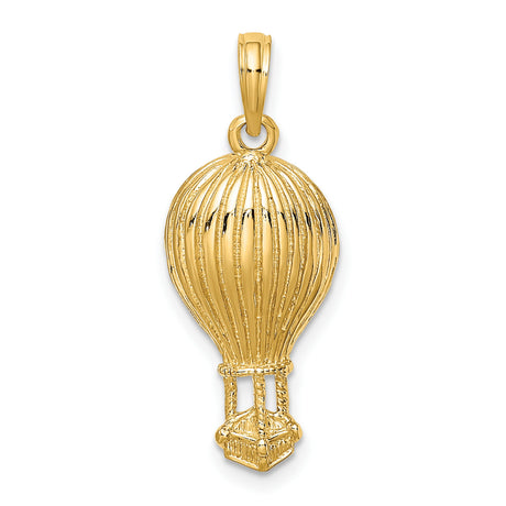 10k Yellow Gold Hot Air Balloon Pendant with Basket Detail, Adventure Travel Charm