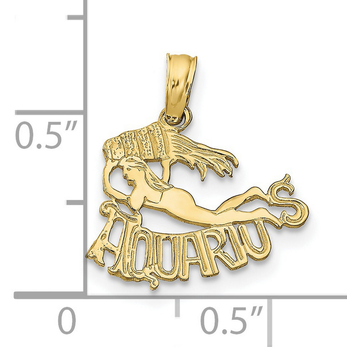 AQUARIUS Zodiac Charm Pendant in Real 10k Yellow Gold