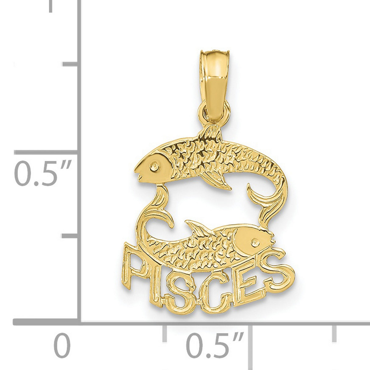 PISCES Zodiac Charm Pendant in Real 10k Yellow Gold