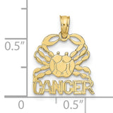 CANCER Zodiac Charm Pendant in Real 10k Yellow Gold