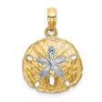 10k Multi-Tone Gold Sand Dollar Pendant with Star Design, Nautical Beach Charm