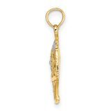 10k Two-Tone Gold Flower Basket Pendant with Love You Message, Romantic Charm for Women