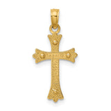 Center Cross Charm Pendant in Real 10k Multi-Tone Gold