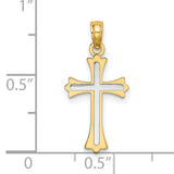 Center Cross Charm Pendant in Real 10k Multi-Tone Gold