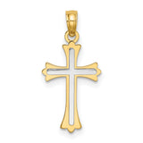 Center Cross Charm Pendant in Real 10k Multi-Tone Gold