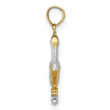 10k Two-Tone Gold Pelican Pendant, Nautical Bird Charm, Louisiana Wildlife Theme