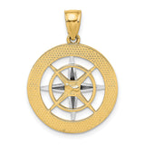 10k Multi-Tone Gold Compass Pendant with North Star, Nautical Travel Charm