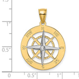 10k Multi-Tone Gold Compass Pendant with North Star, Nautical Travel Charm