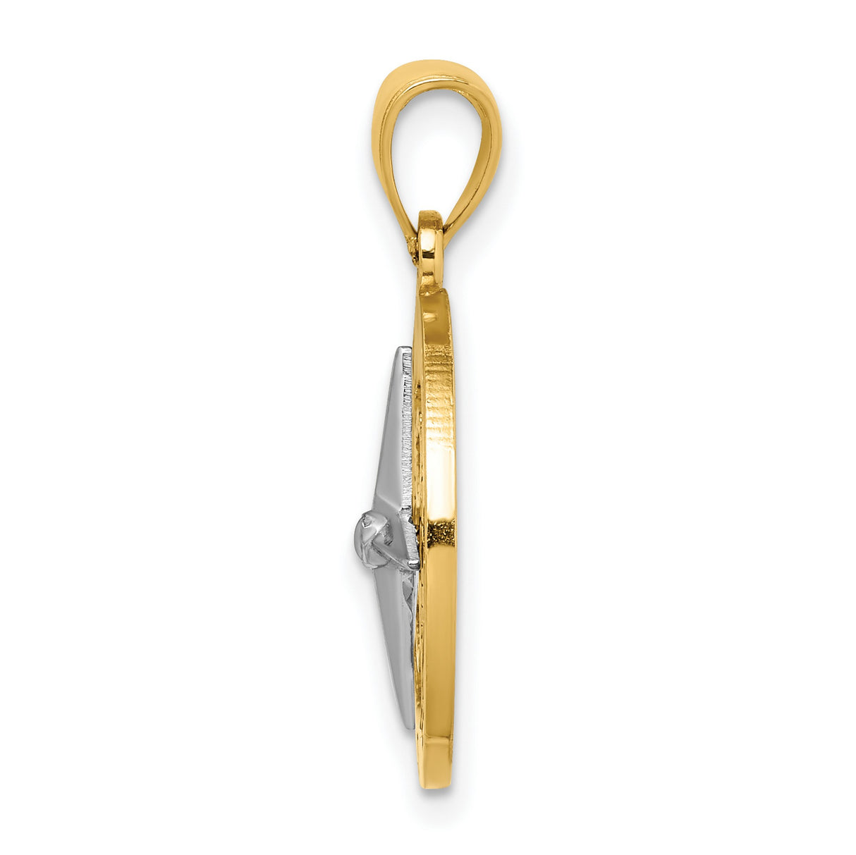 10k Multi-Tone Gold Compass Pendant, Nautical Star Medallion, Explorer Jewelry for Men or Unisex