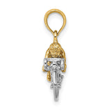 10k Yellow Gold and Rhodium Cyclist Pendant with Racing Bike and Rider Design