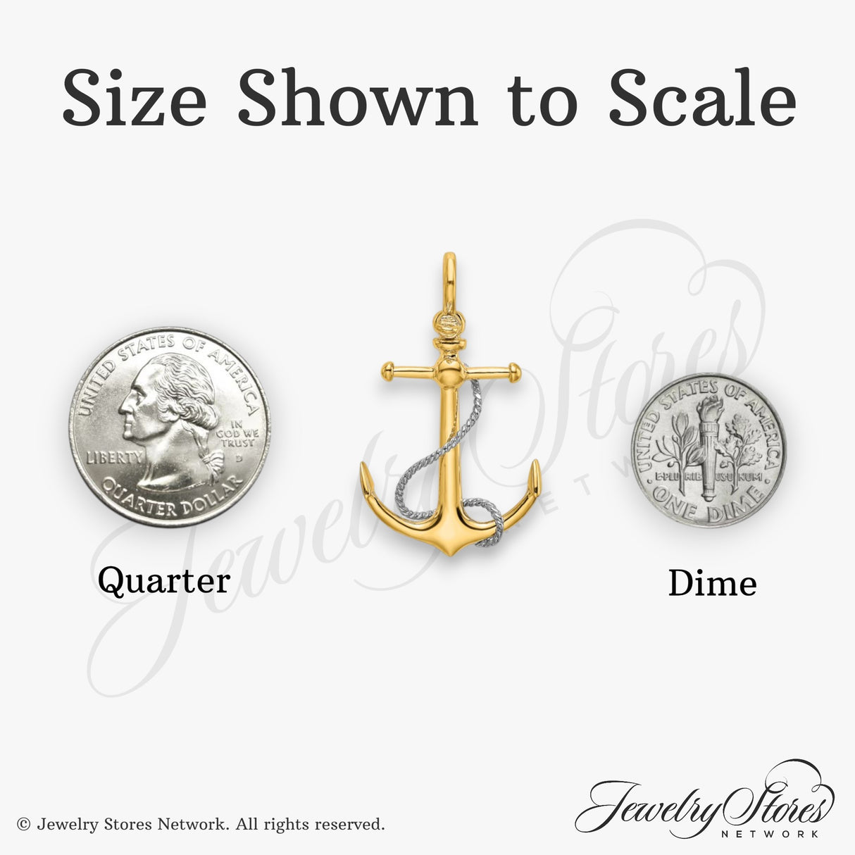 10k Two-Tone Gold Anchor Pendant with Rope Wrap Design, Nautical Christian Theme