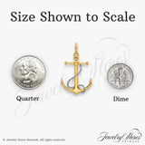 10k Two-Tone Gold Anchor Pendant with Rope Wrap Design, Nautical Christian Theme