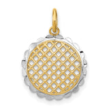10k Multi-Tone Gold Round Pendant with Scalloped Border and Lattice Design