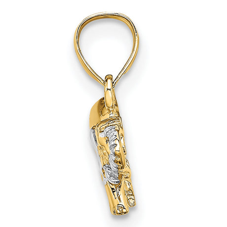 10k Multi-Tone Gold Elephant Pendant with Rhodium Accents, Symbolic Two-Tone Design
