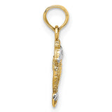 10k Multi-Tone Gold Seahorse Pendant with Rhodium Accent, Nautical Ocean Theme Jewelry