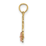 10k Two-Tone Gold Grandma Pendant with Rose Leaf Design and Floral Accents